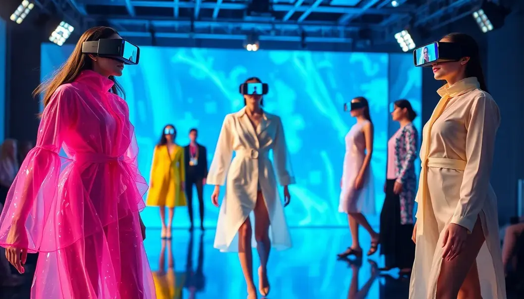 A model showcases eco-conscious fashion with a dress made from sustainable fabric.