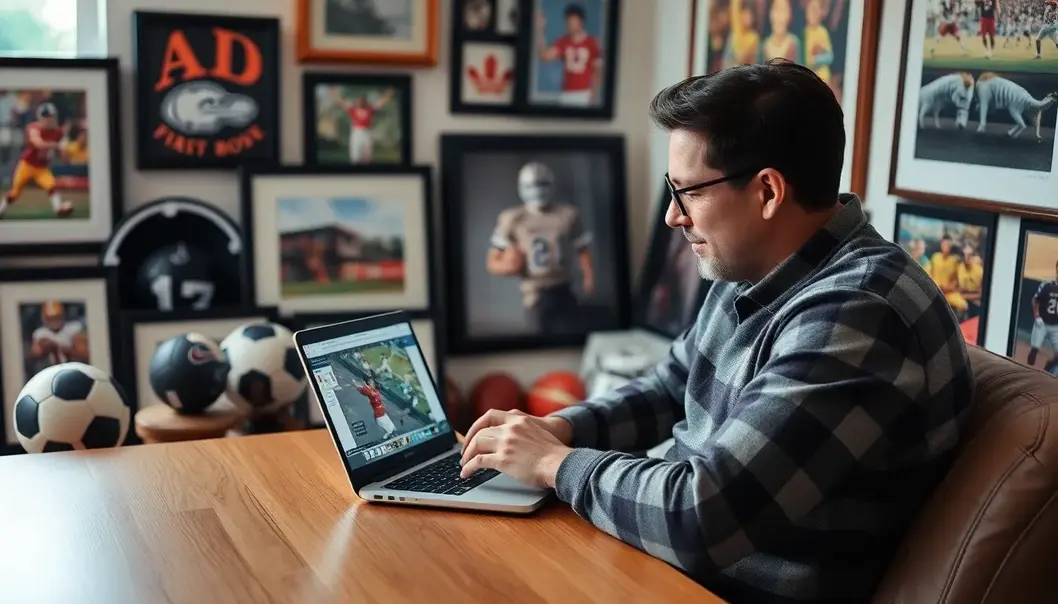 Sports enthusiasts exploring a gallery filled with affordable, sports-themed artwork.